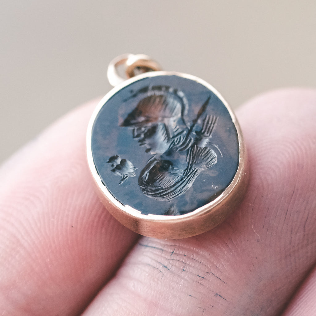 Ancient Minerva Intaglio Pendant - Lost Owl Jewelry