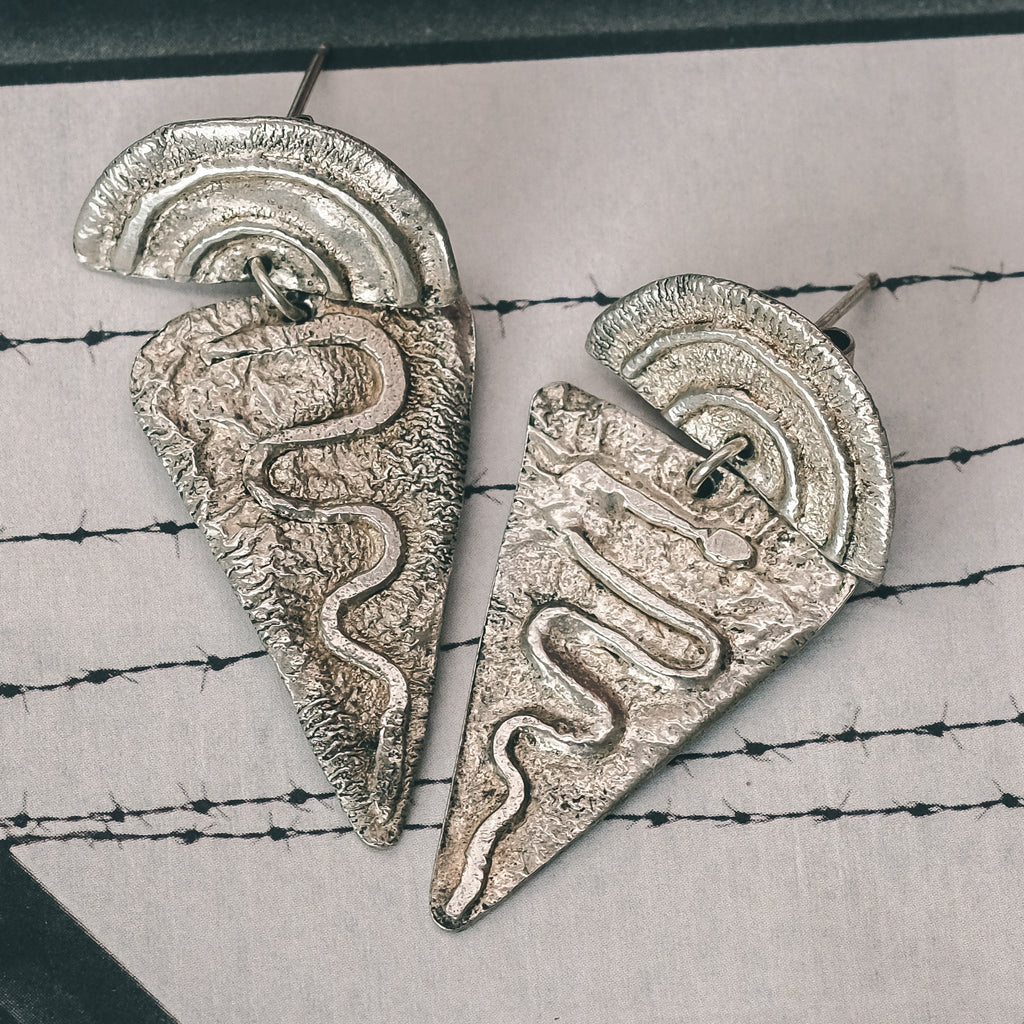 Ancient Revival Silver Snake Earrings - Lost Owl Jewelry