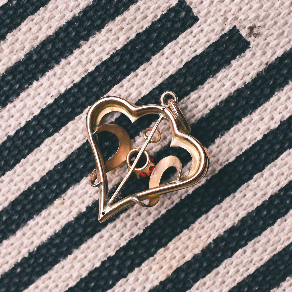 Antique Arts & Crafts Garnet Paste Pendant Necklace - Lost Owl Jewelry