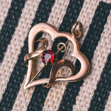 Antique Arts & Crafts Garnet Paste Pendant Necklace - Lost Owl Jewelry