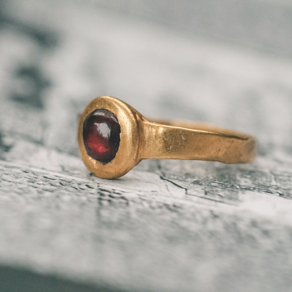 Archaeological Revival Garnet Ring - Lost Owl Jewelry