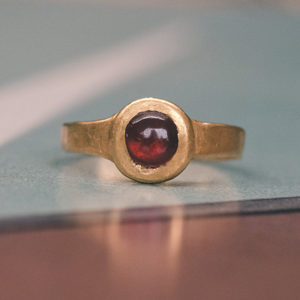 Archaeological Revival Garnet Ring - Lost Owl Jewelry