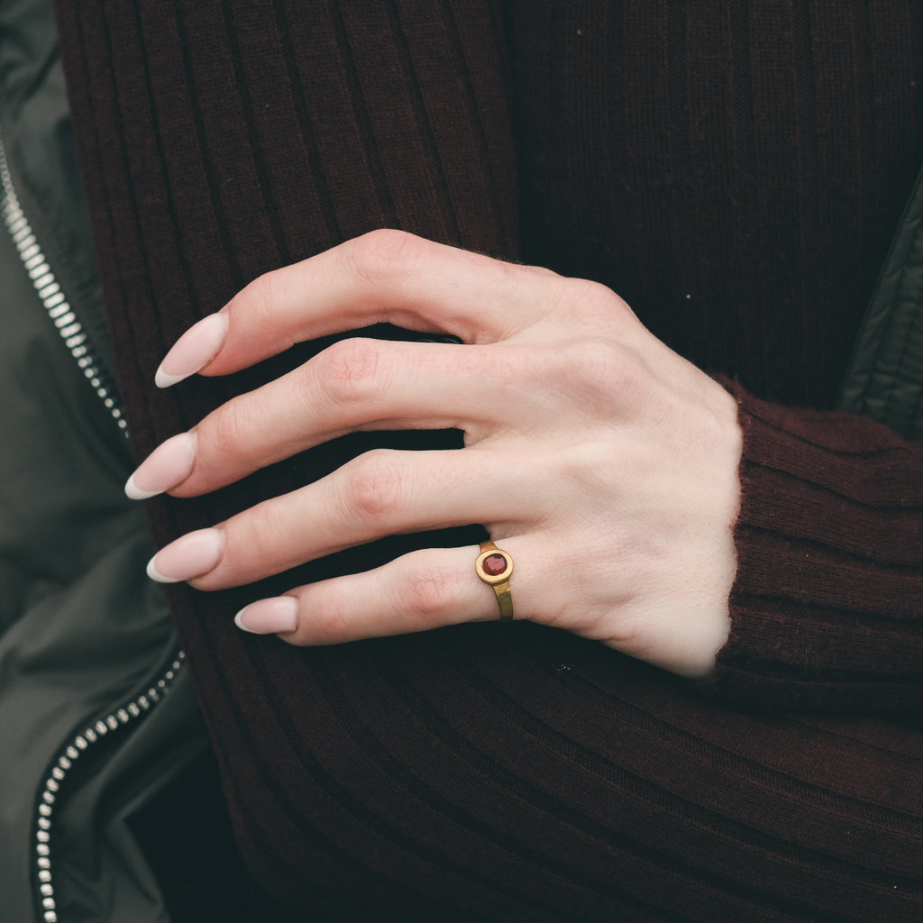 Archaeological Revival Garnet Ring - Lost Owl Jewelry