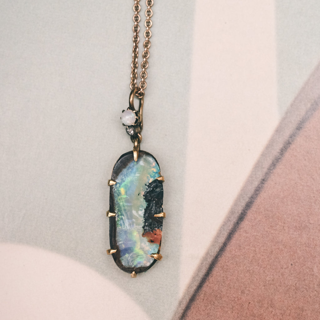 Art Deco Boulder Opal Pendant - Lost Owl Jewelry