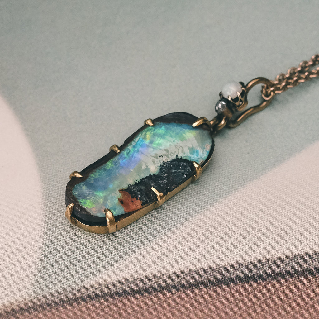 Art Deco Boulder Opal Pendant - Lost Owl Jewelry