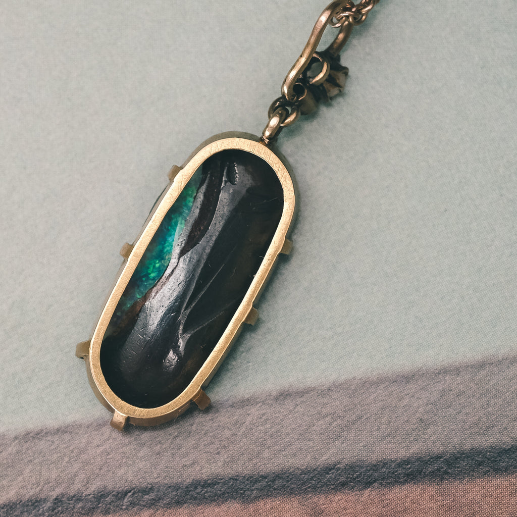 Art Deco Boulder Opal Pendant - Lost Owl Jewelry