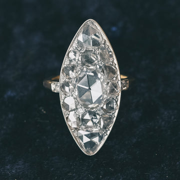 Art Deco Celestial Diamond Navette Ring - Lost Owl Jewelry