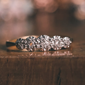 Art Deco Diamond 5-Stone Star Ring - Lost Owl Jewelry
