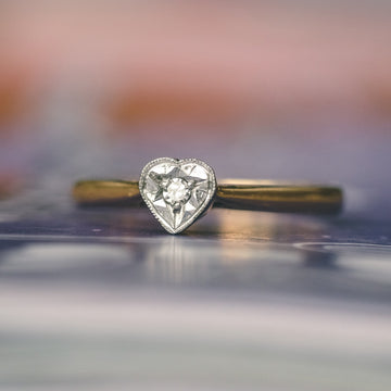 Art Deco Diamond Heart Ring - Lost Owl Jewelry