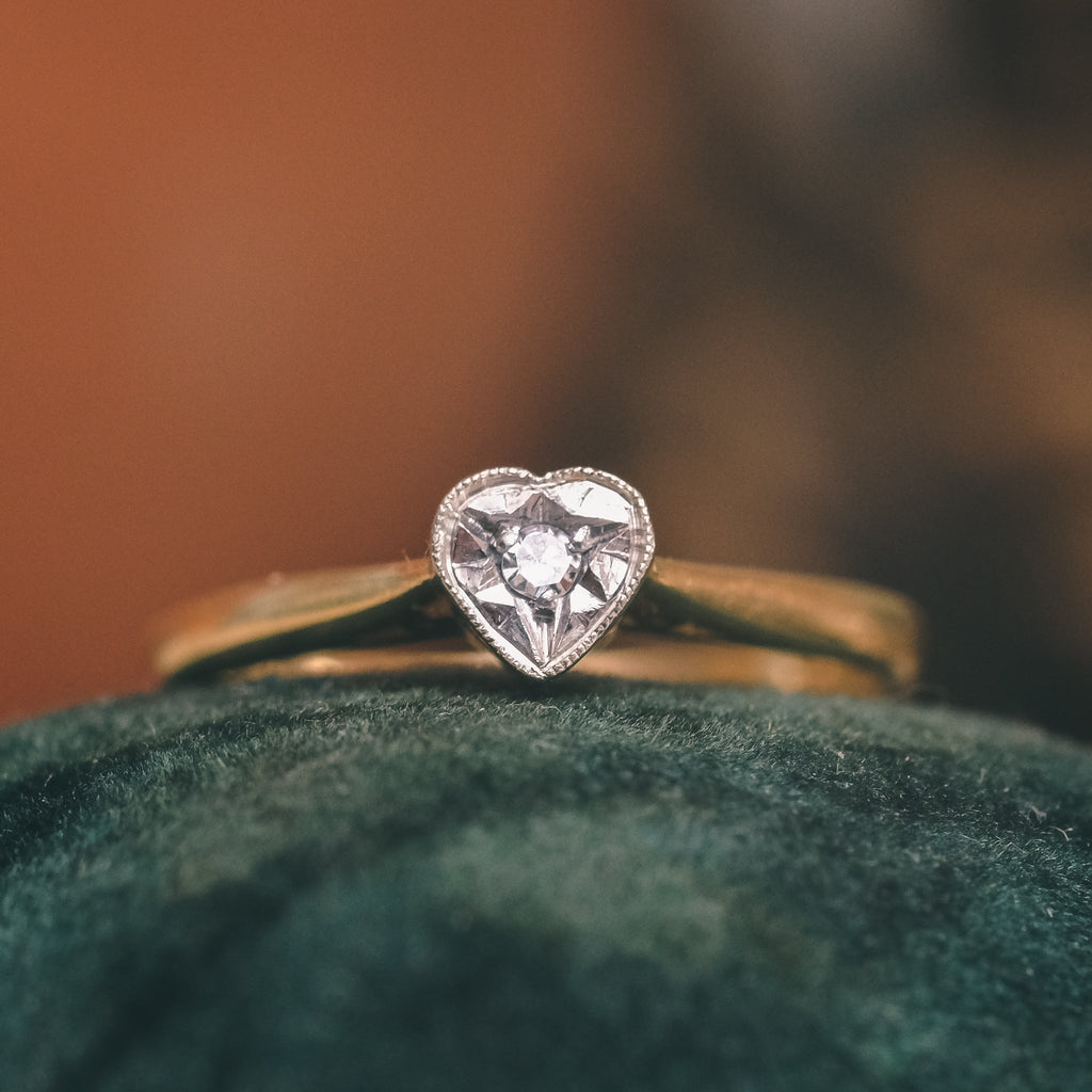 Art Deco Diamond Heart Ring - Lost Owl Jewelry