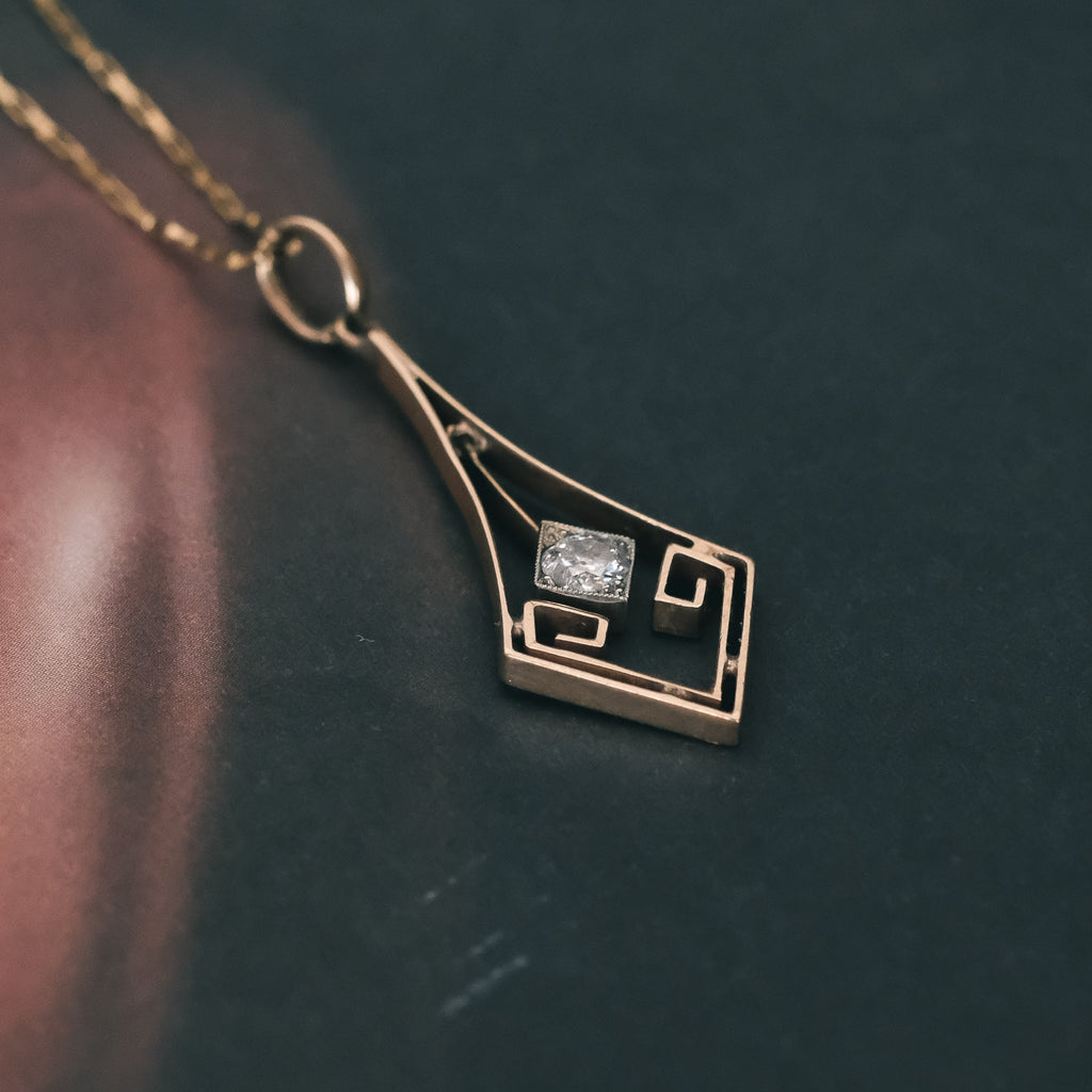 Art Deco Diamond Pendant - Lost Owl Jewelry