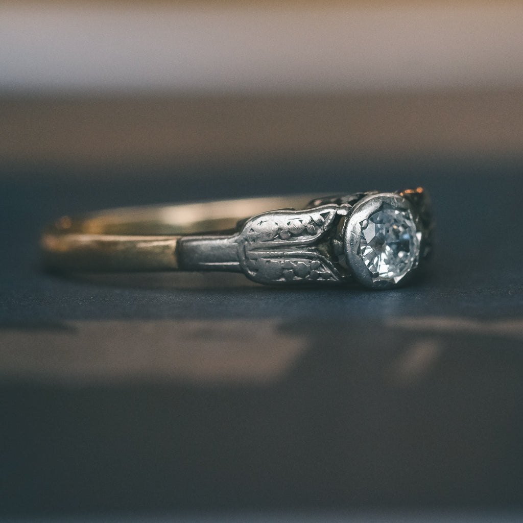 Art Deco Diamond Solitaire Ring - Lost Owl Jewelry