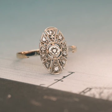 Art Deco Diamond Sunburst Ring - Lost Owl Jewelry