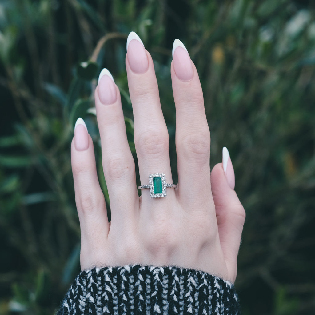 Art Deco Emerald 'Picture Frame' Ring - Lost Owl Jewelry