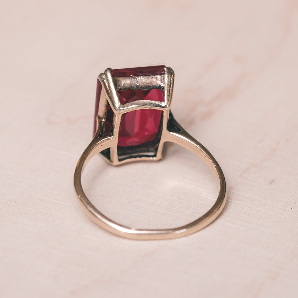 Art Deco Flame Fusion Ruby Ring - Lost Owl Jewelry