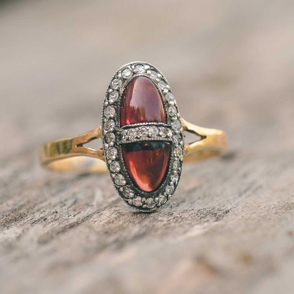 Art Deco Garnet Pill Ring - Lost Owl Jewelry