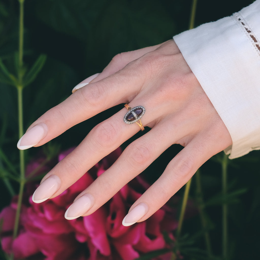 Art Deco Garnet Pill Ring - Lost Owl Jewelry