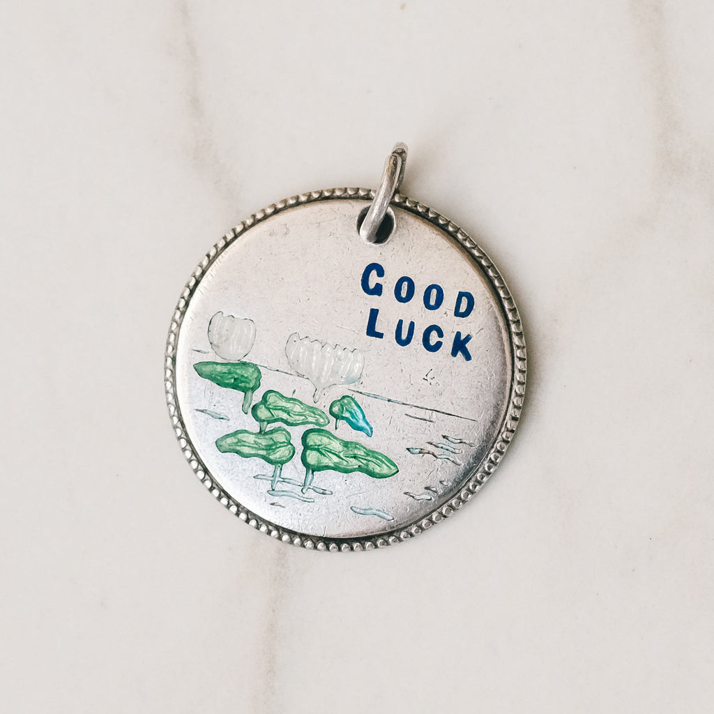 Art Deco 'Good Luck' Water Lily Pendant - Lost Owl Jewelry