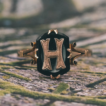 Art Deco "H" Ring - Lost Owl Jewelry