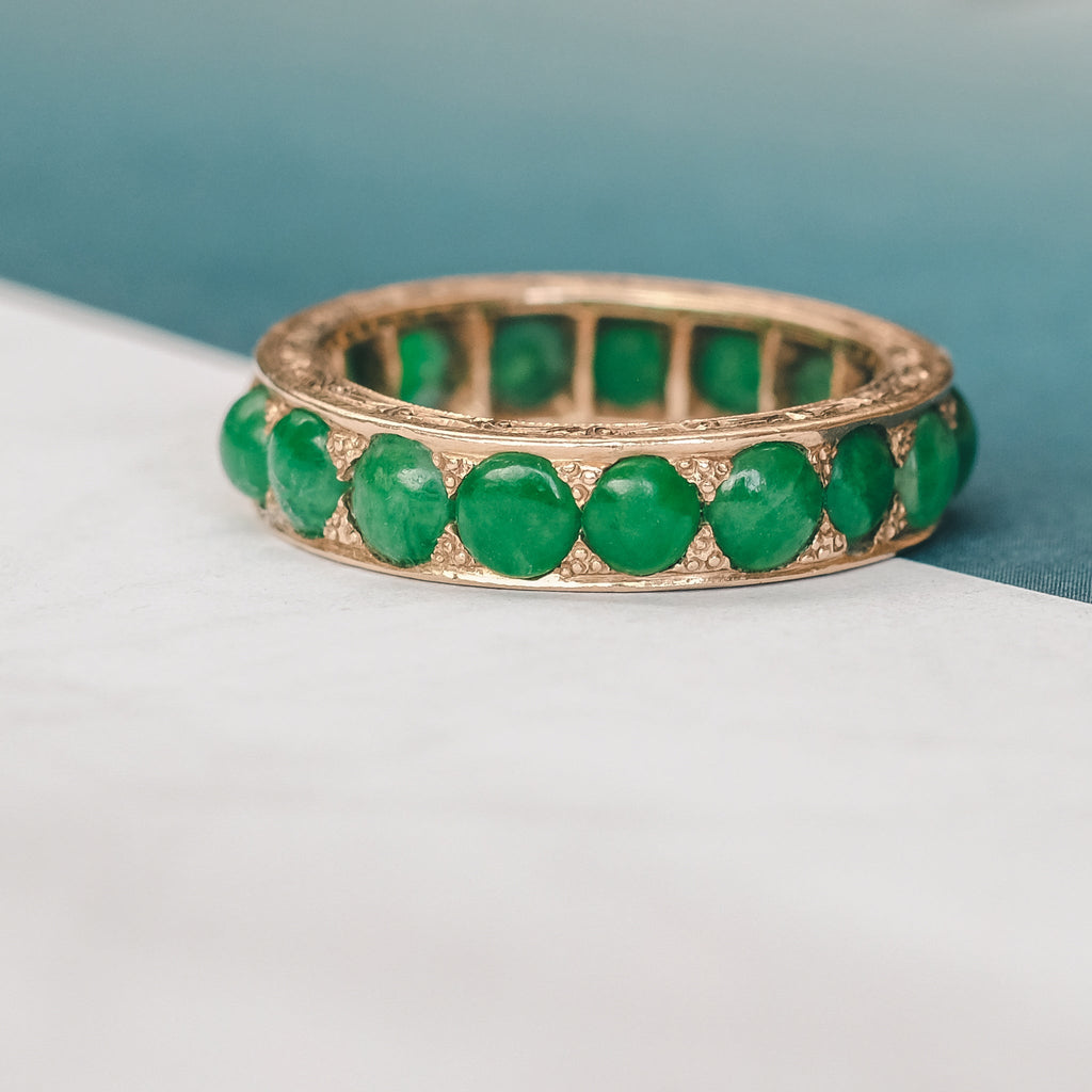 Art Deco Jade Eternity Ring - Lost Owl Jewelry