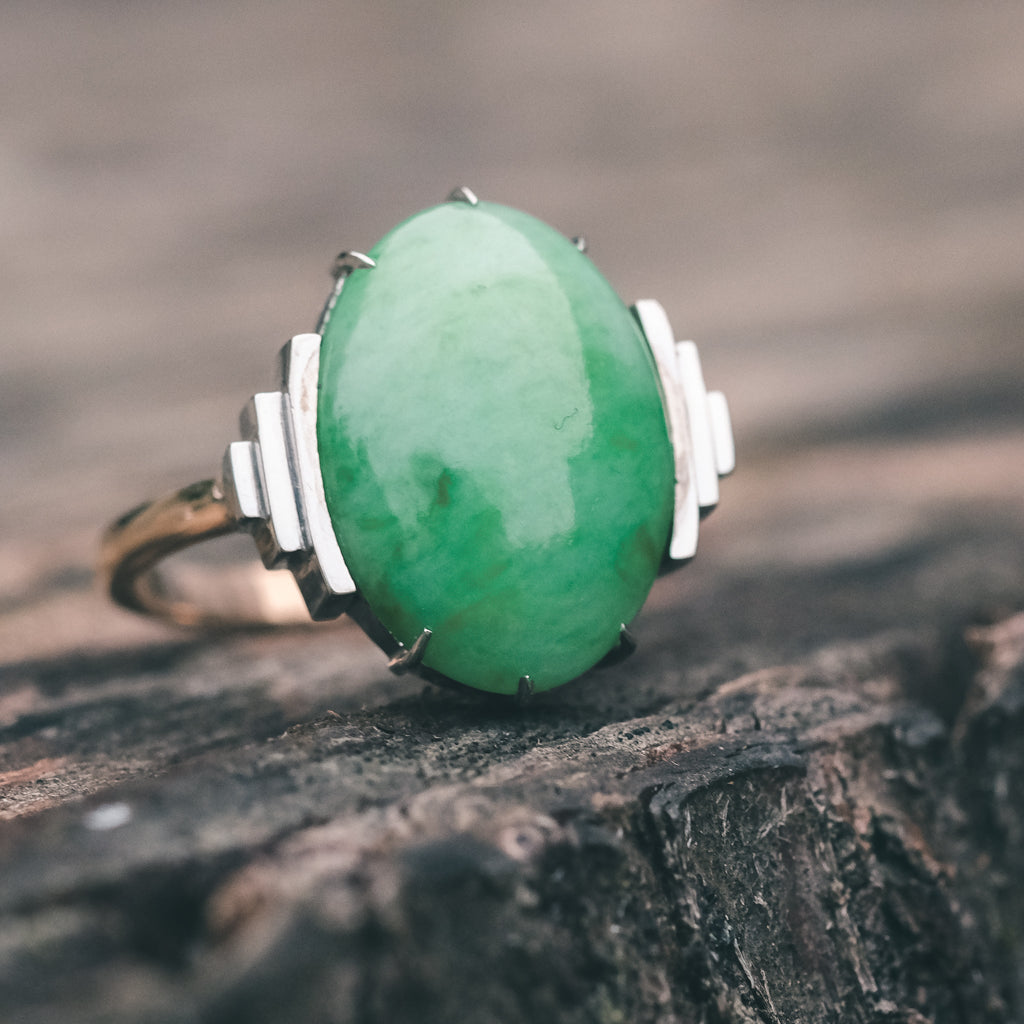 Art Deco Jade Ring - Lost Owl Jewelry