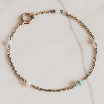 Art Deco Opal Bead Chain Bracelet - Lost Owl Jewelry
