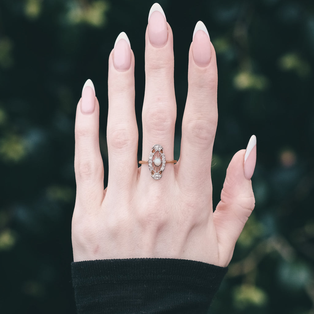 Art Deco Opal Openwork Ring - Lost Owl Jewelry
