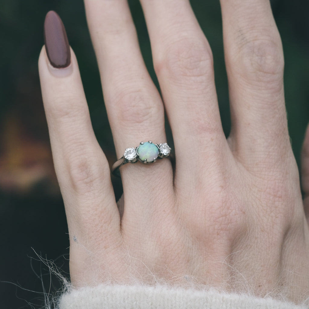 Art Deco Opal Trilogy Ring - Lost Owl Jewelry