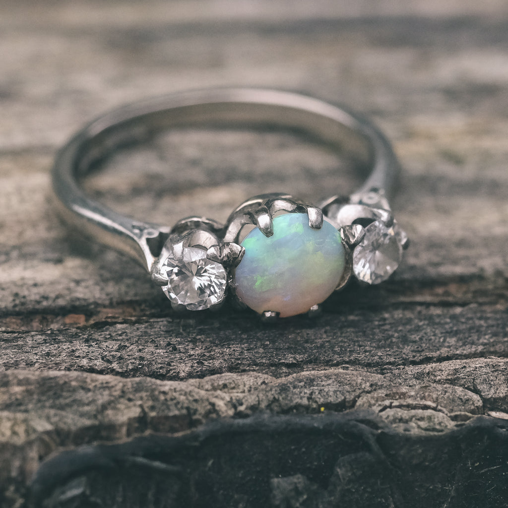 Art Deco Opal Trilogy Ring - Lost Owl Jewelry