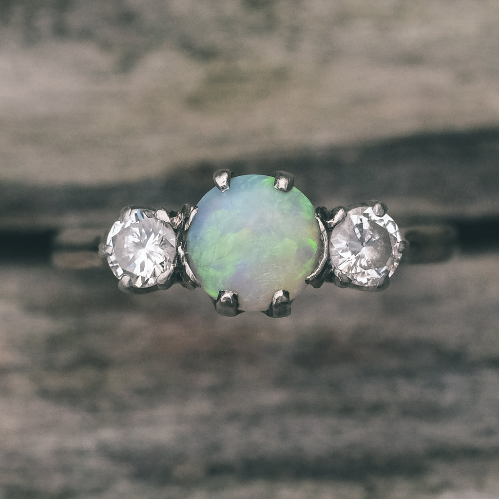 Art Deco Opal Trilogy Ring - Lost Owl Jewelry