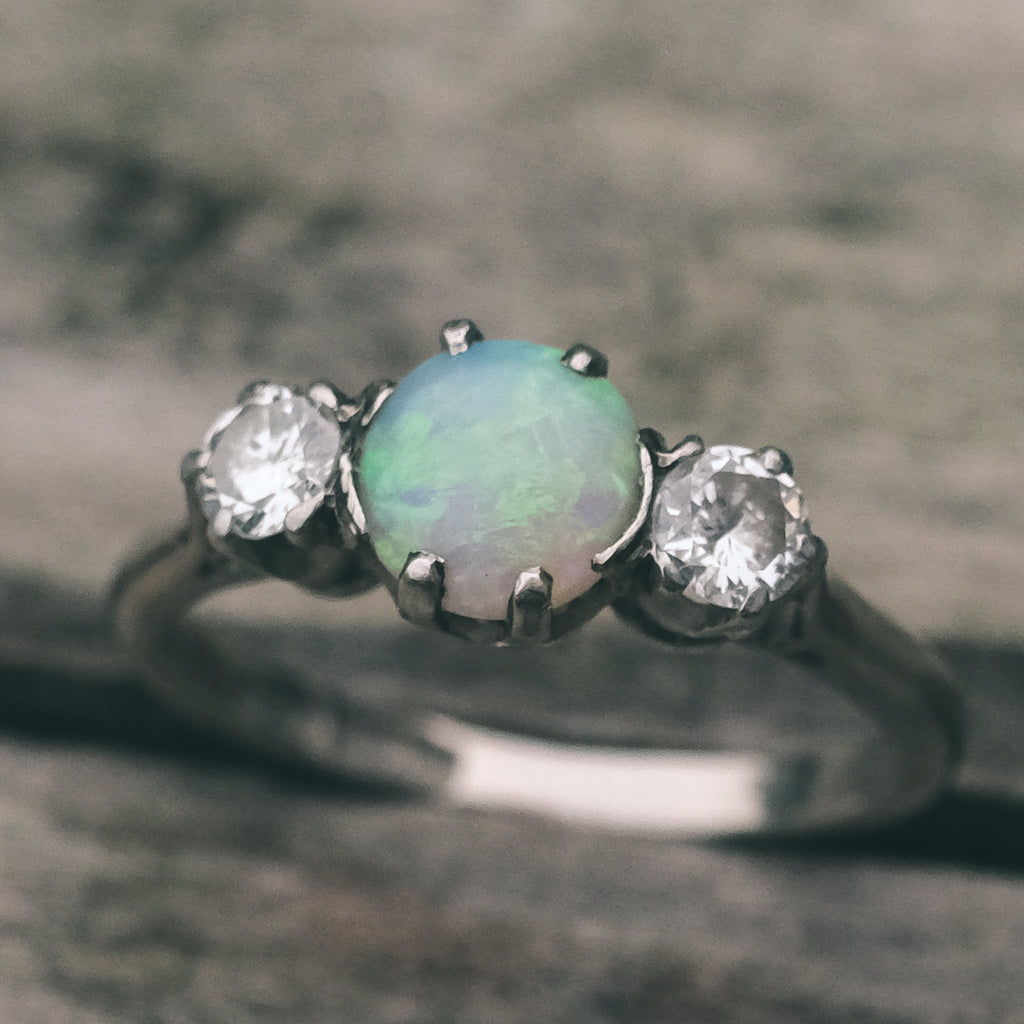 Art Deco Opal Trilogy Ring - Lost Owl Jewelry
