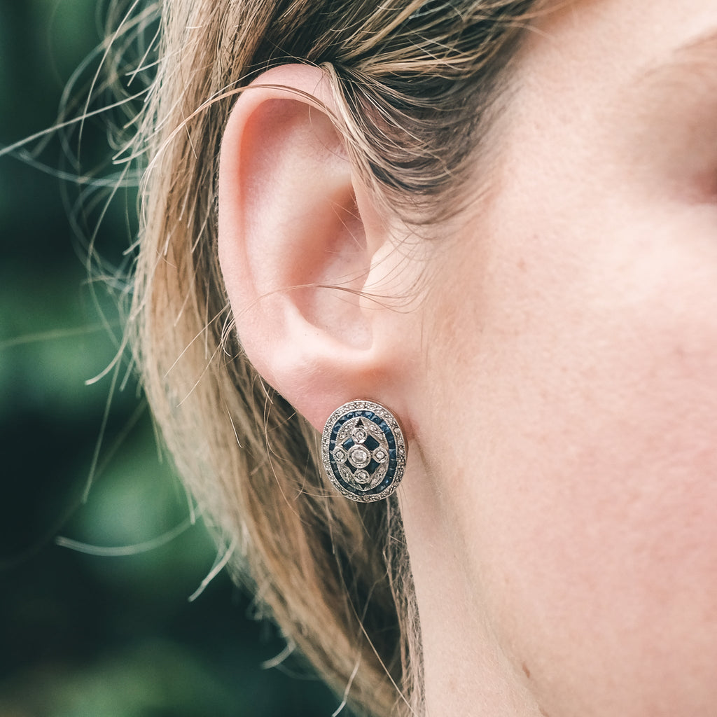 Art Deco Oval Target Earrings - Lost Owl Jewelry