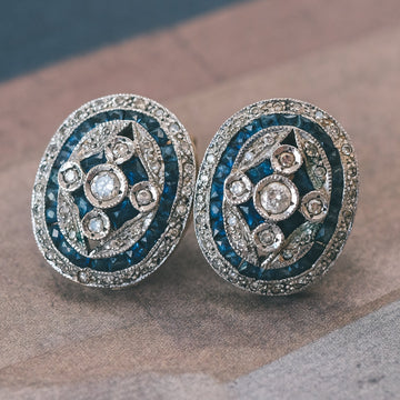 Art Deco Oval Target Earrings - Lost Owl Jewelry
