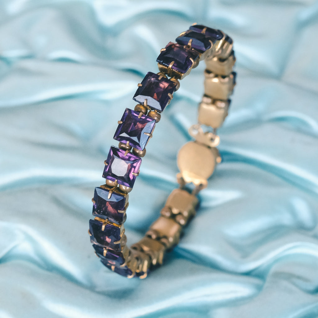 Art Deco Purple Paste Bracelet - Lost Owl Jewelry