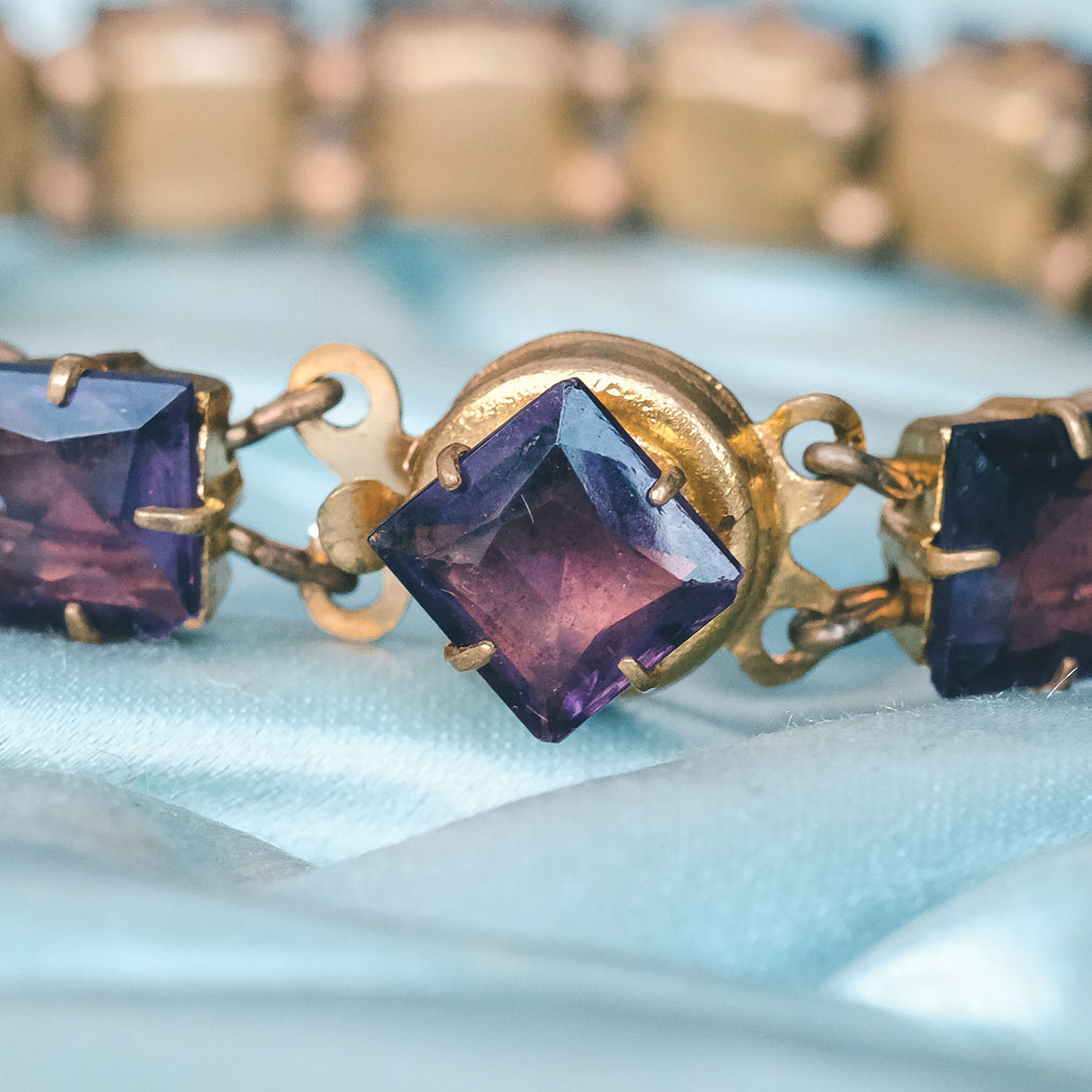Art Deco Purple Paste Bracelet - Lost Owl Jewelry