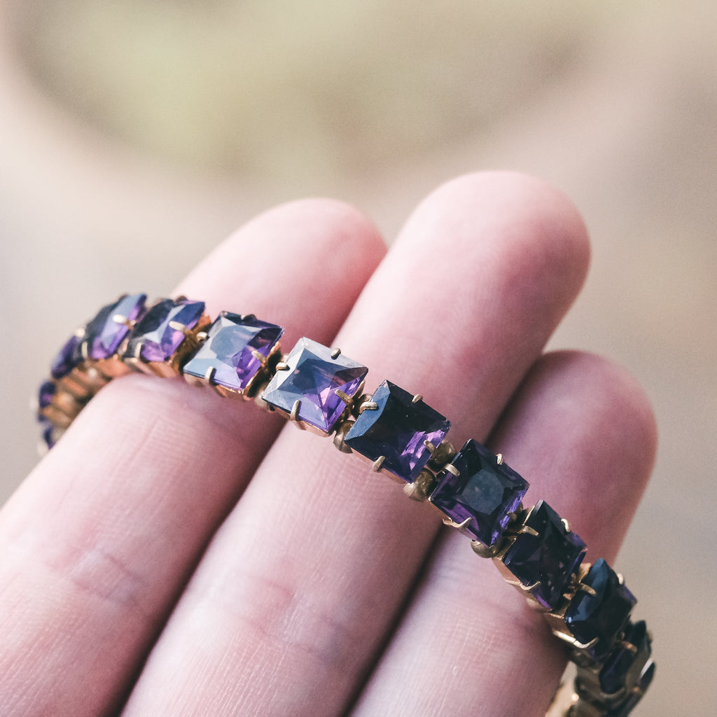 Art Deco Purple Paste Bracelet - Lost Owl Jewelry