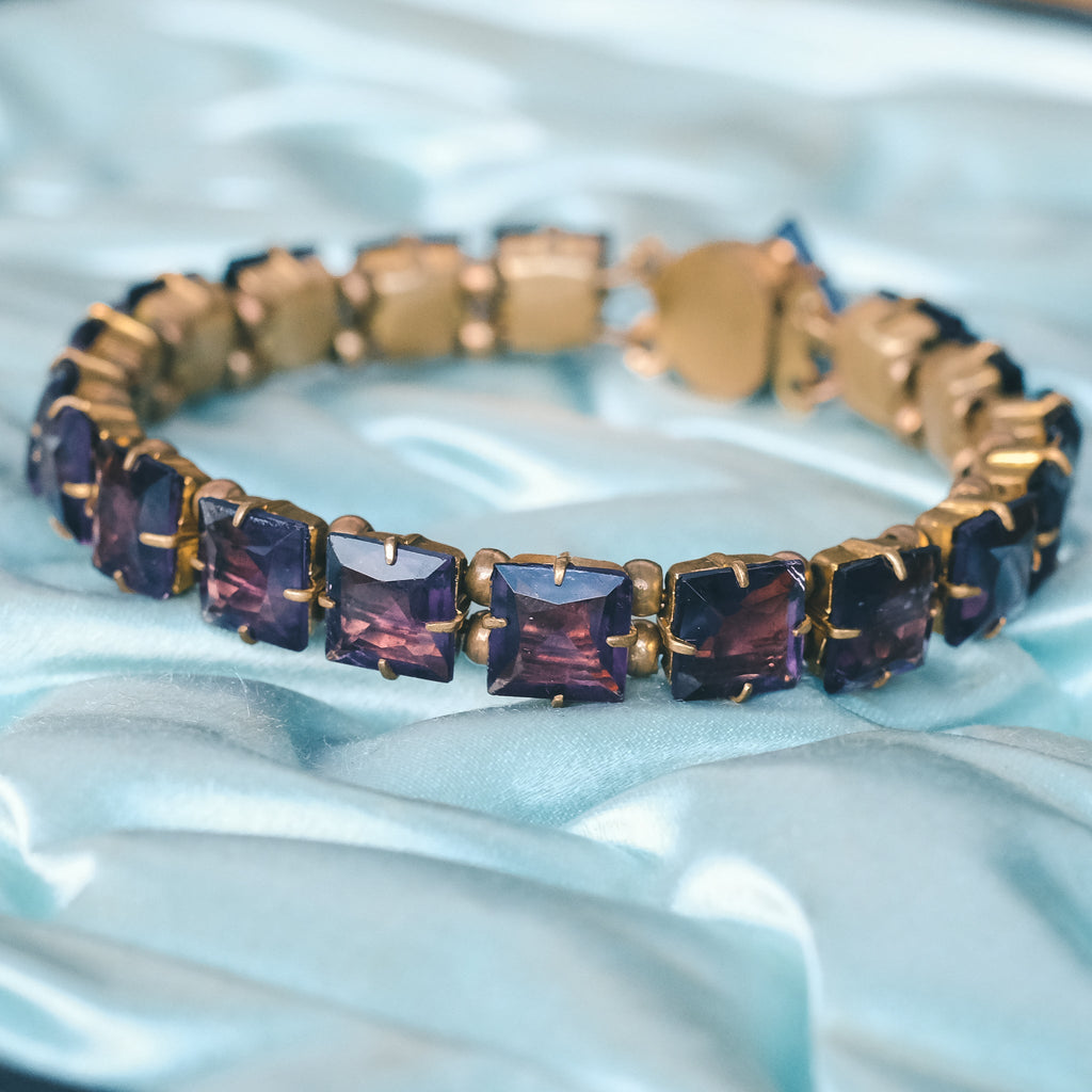 Art Deco Purple Paste Bracelet - Lost Owl Jewelry