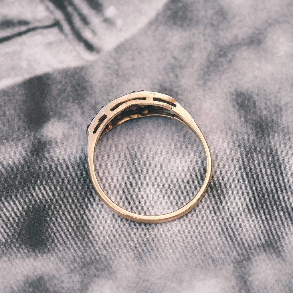 Art Deco Red & White Chequerboard Ring - Lost Owl Jewelry