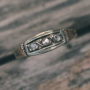 Art Deco Rose Diamond Trilogy Ring - Lost Owl Jewelry