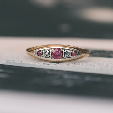 Art Deco Ruby Boat Ring - Lost Owl Jewelry