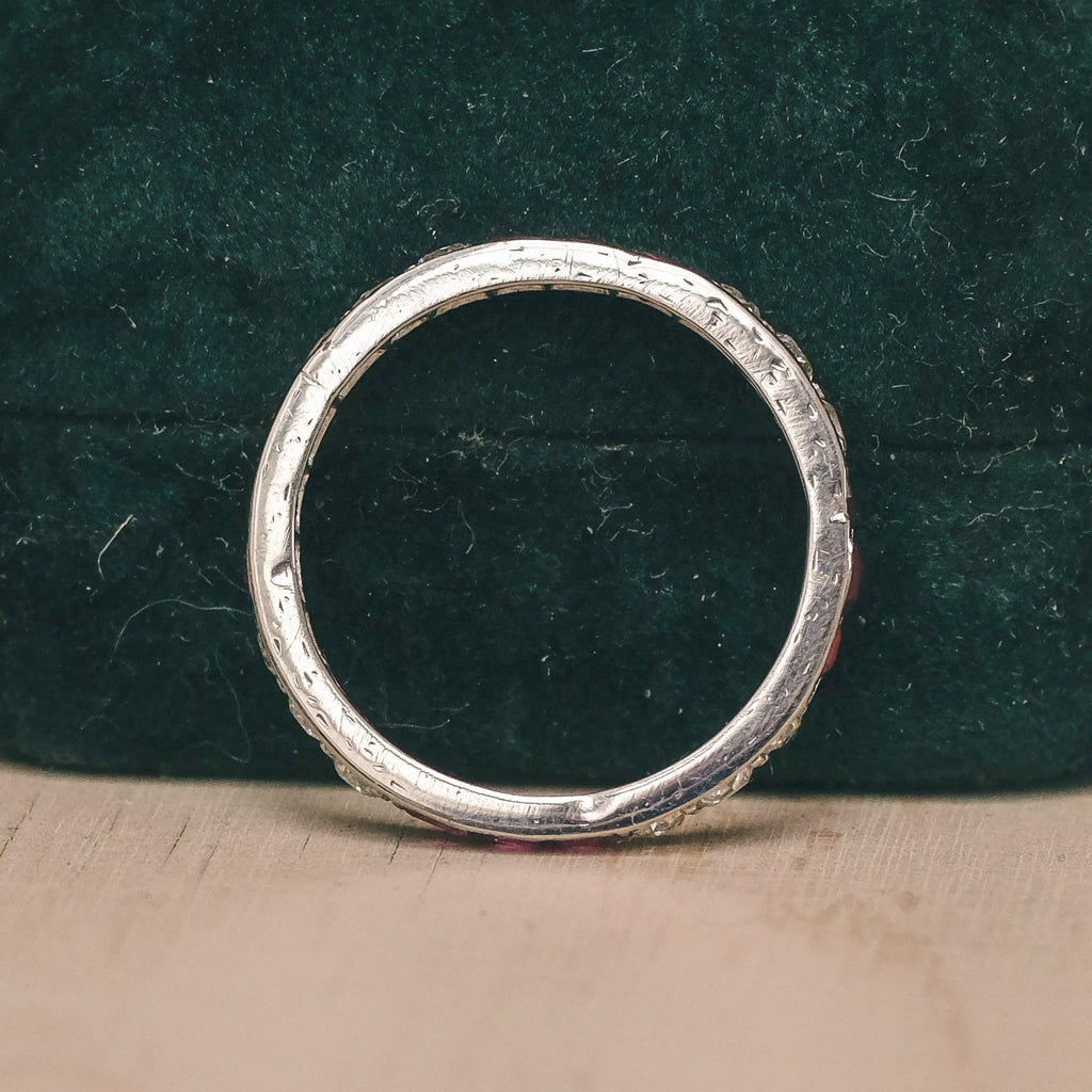 Art Deco Ruby & Diamond Eternity Ring - Lost Owl Jewelry