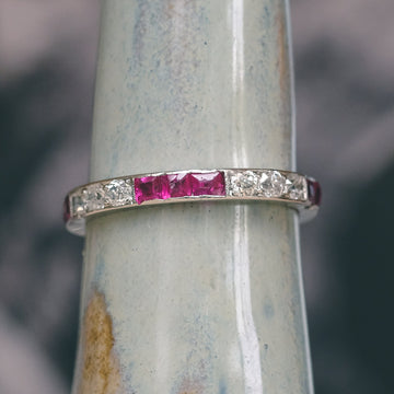 Art Deco Ruby & Diamond Eternity Ring - Lost Owl Jewelry