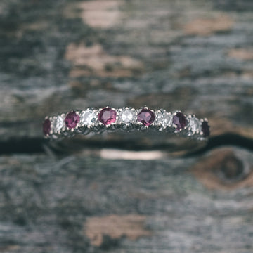 Art Deco Ruby & Diamond Half Eternity Ring - Lost Owl Jewelry