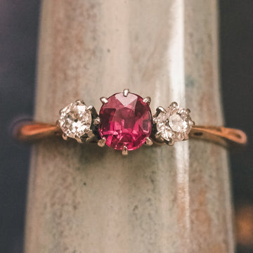 Art Deco Ruby & Diamond Trilogy Ring - Lost Owl Jewelry