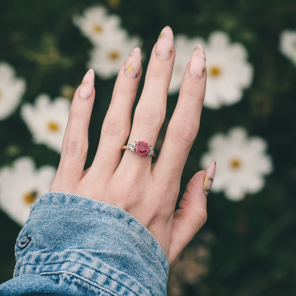 Art Deco Ruby Solitaire Ring - Lost Owl Jewelry