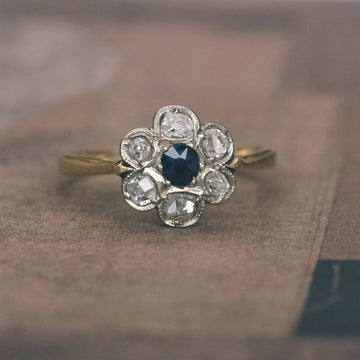 Art Deco Sapphire Daisy Ring - Lost Owl Jewelry
