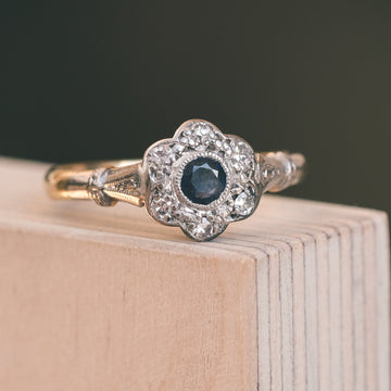 Art Deco Sapphire Flower Ring - Lost Owl Jewelry