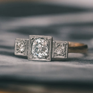 Art Deco Square-Set Diamond Ring - Lost Owl Jewelry