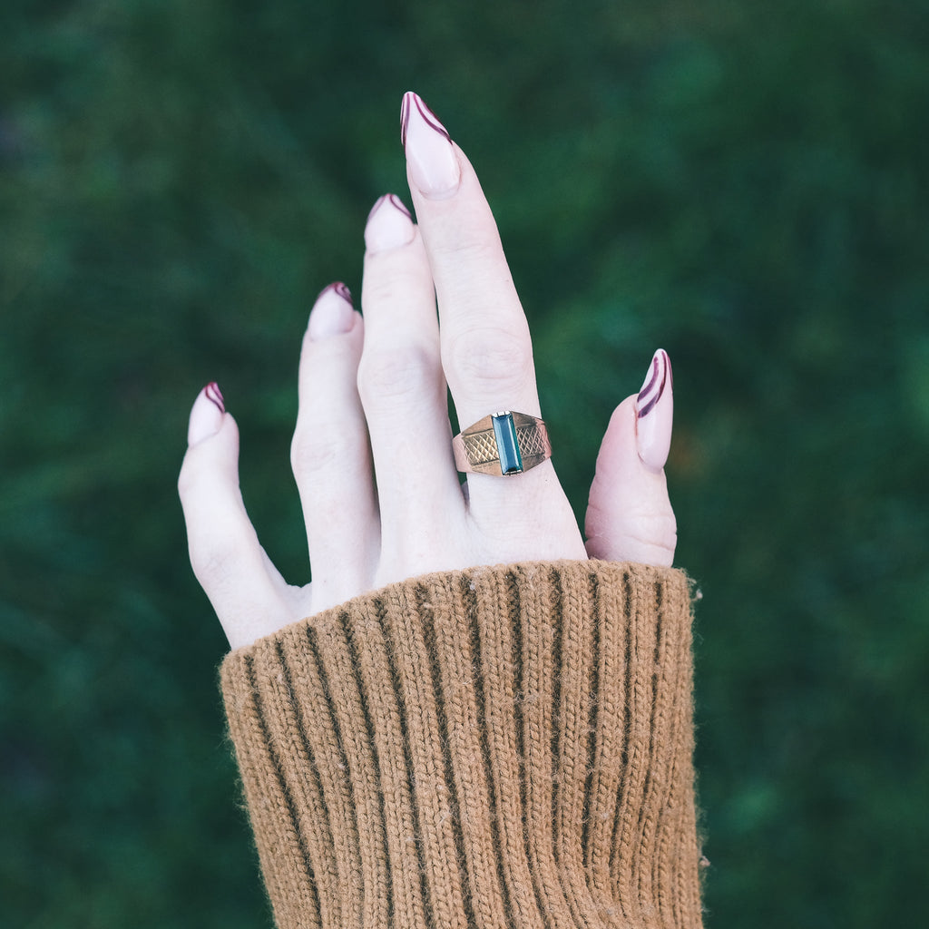 Art Deco Tourmaline Ring - Lost Owl Jewelry