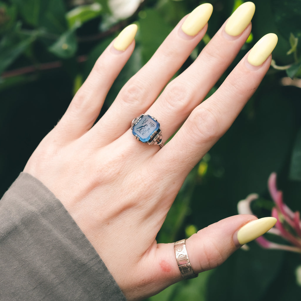Art Deco Virgo Intaglio Ring - Lost Owl Jewelry
